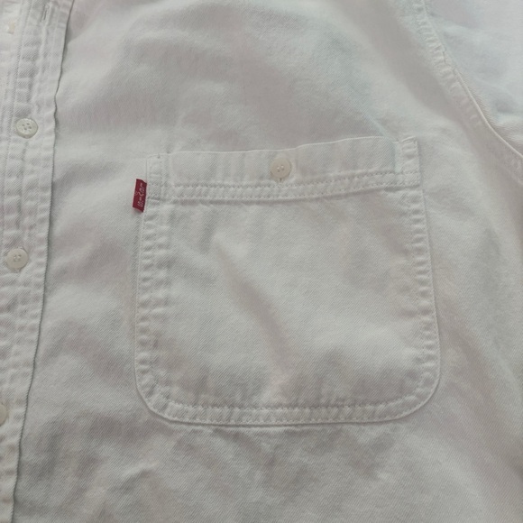 Levi's Red Tab Oversized White Cotton Denim Button Up Shirt Western Rodeo Cowboy - Picture 4 of 9